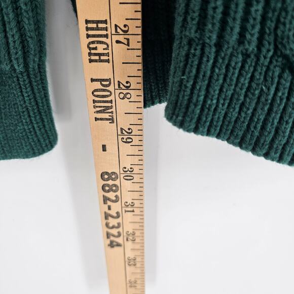 Tommy Hilfiger Green Fisherman Cable Knit Pullover Sweater Dark Academia Preppy - Picture 5 of 7